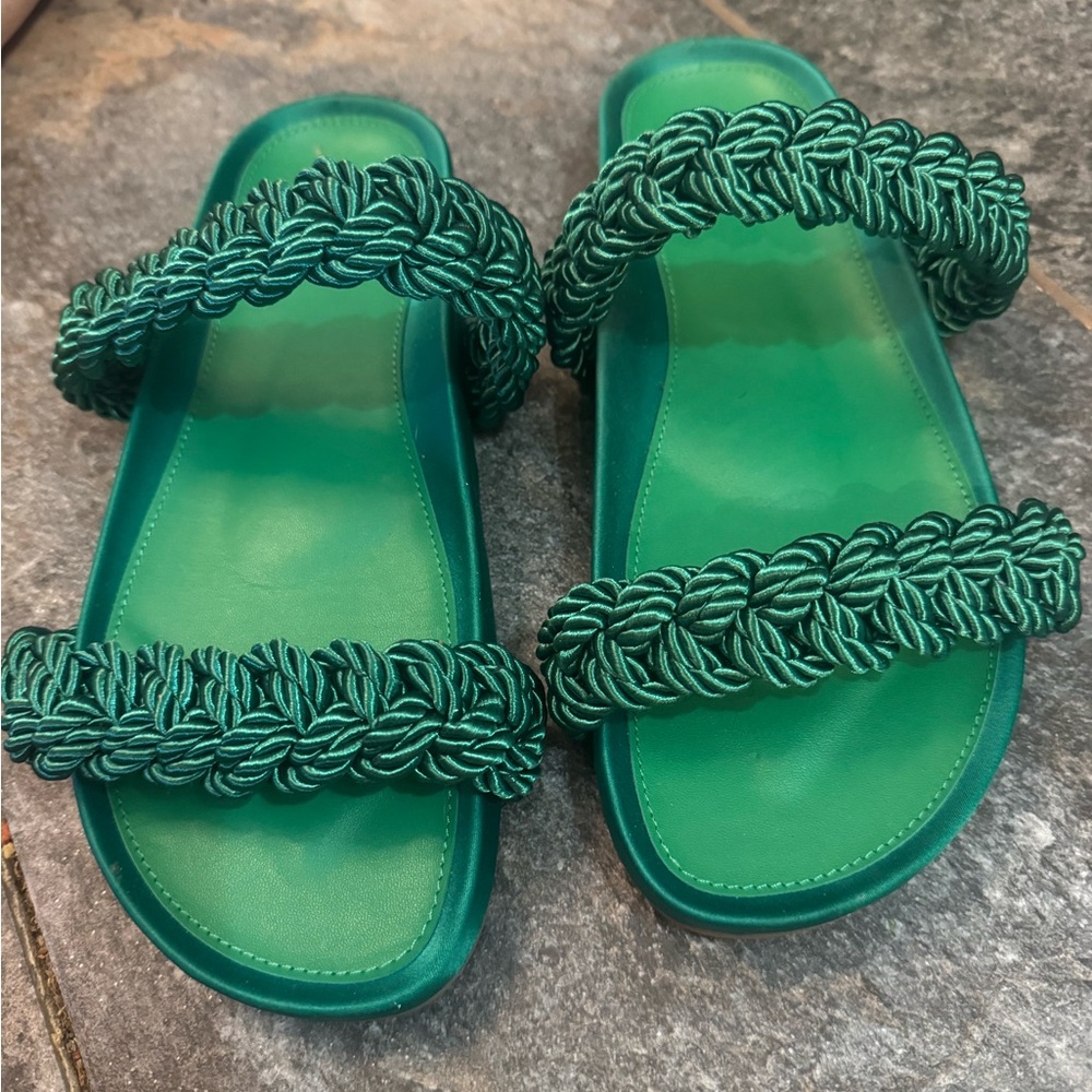 Joie Green Braided  Slide Sandals
